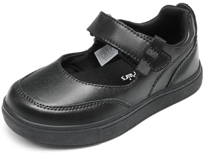 DREAM PAIRS Kids Girls Mary Jane Sneakers Strap Toddler Little Girls School Shoes Soft Walking Party Flat Shoes,Size 7 Little Kid,Black,SDFS2323K