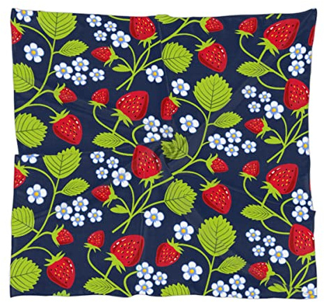 Tavisto Hd Strawberry Square Silk Hair Scarf for Women, Lightweight Summer Head Scarf for Girls Wedding Travel Yoga Handkerchief Shawl Sunscreen Scarves Hair Accessories 23.6 Inches