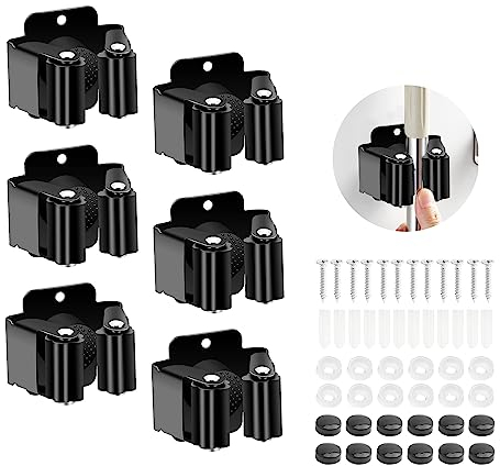 6 supporti per scopa da parete, supporto per attrezzi, supporto per scopa, supporto per attrezzi da giardino, supporto per pala, materiale di montaggio per cucina, casa, bagno, garage