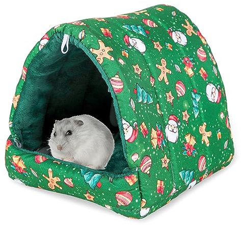 Hileyu Letto di Porcellino D'India,Nido di Cotone per Animali Domestici di Piccola Taglia Casa del Porcellino d'India Antivento Cavia Gabbia Grotta per Criceti Cincillà Furetti Coniglietto (Verde)