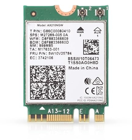 Intel AX210 WiFi 6E Adapter | Tri-Band 2.4/5/6 GHz | Up to 2.4 Gbps | M.2 for PCs | Bluetooth 5.3 Compatible | Works with Intel, AMD, Windows 10/11, Linux | Model AX210NGW No vPro (AX210)