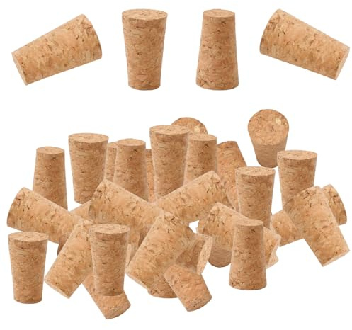 INCREWAY - Lote de 54 tapones cónicos de corcho para botellas de vino de vidrio, 20 x 15 x 35 mm