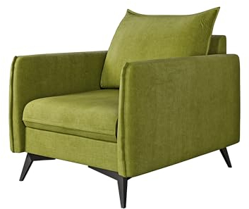 S-Style Möbel Nina Sessel Für Wohnzimmer Moderner Polstersessel Für Schlafzimmer Loungesessel Clubsessel Wartezimmer Einzelsessel Mit Schwarzen Metallfüßen Sofa Sessel & Stühle Grün 74x91x86 cm