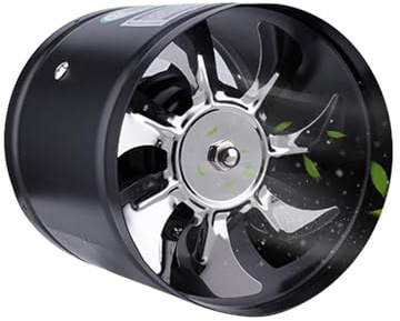 TAOZHUGONG Ventilatore a tubo assiale, diametro 100 mm, ventola di scarico, ventilatore industriale, resistente al calore, per cucina, serra, bagno, WC, 20 W (nero – 100 mm)