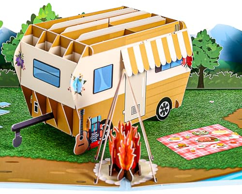 Kesote Karte Reise Geburtstagskarte Mann Geldgeschenk Urlaub Pop Up Karte Jugendweihe Glückwunschkarte Wohnmobil Spielzeug Reisegutschein Wohnwagen Deko Gutscheinkarte 3D Gift Card Frau für Camper