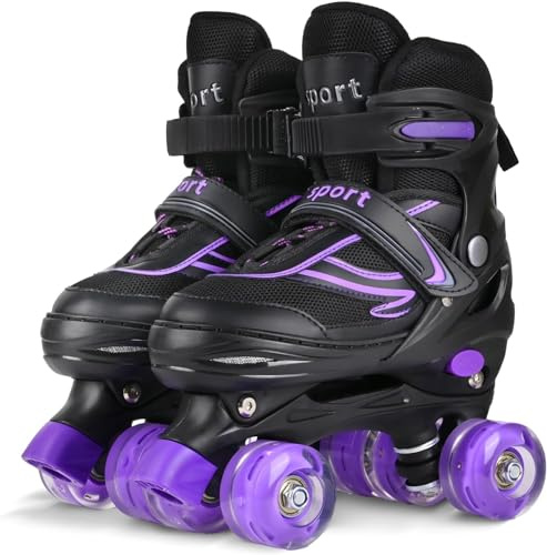 DUZSKJ Verstellbare Kinder Rollschuhe für Jungen Mädchen Anfänger | Einstellbare Rollschuhe Mit Allen Beleuchteten Rädern