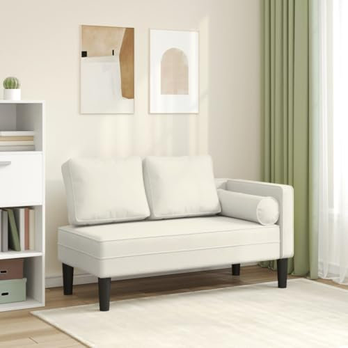 Homgoday Chaiselongue mit cremefarbenen Kissen aus Samt, Gartenliegen, Sonnenliegen, Sofabett Möbel, Pool-Liege, Sonnenliege für den Garten