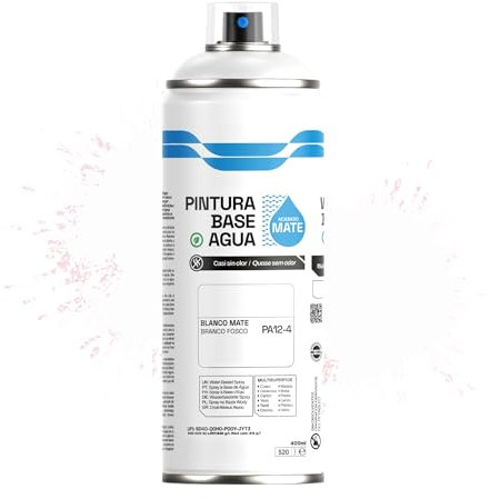 Etrexonline Pintura Spray Ecológica 400ml - Base Agua, Sin Olor - Para Muebles, Metal, Plástico y Madera - Colores Vivos y Permanentes, Cobertura Uniforme - Blanco Mate, 1 unidad