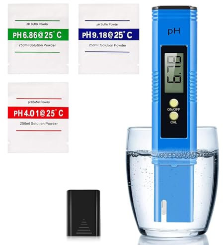 Ph Meter for Water, Ph Tester for Water, Pocket Size Tester Pen, Ph Probe,0.00-14.00 High Precision Ph Pen, Digital Ph Tester Meter, for Household Drinking Water, Aquarium, Pool, Hydroponics(Blue)