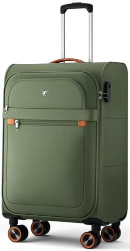 ABISTAB Trier Handgepäck Koffer 55x35x23 cm, Weichschalenkoffer, Dunkelgrün | 47 L, reißfestes Oxford-Gewebe, leise 360°-Rollen, Zahlenschloss sowie Spanngurten, Netzfach und Trennwand