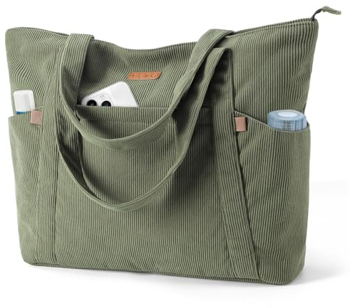 Lekespring Tote Bag stor strandväska för kvinnor, shopperväska, laptopväska med 17 tums laptopfack, snygga axelväskor för arbete skola, grön, S