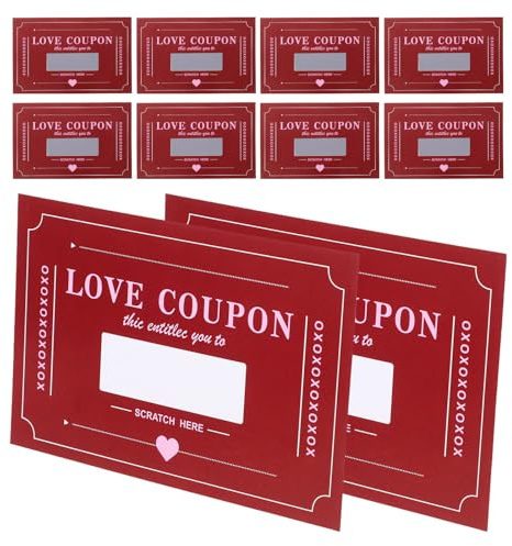 MAGICLULU Set da 20 Biglietti Gratta e Vinci per Appuntamenti di Coppia, Gioco di Carte Romantico Rosso per Anniversari e Compleanni, Attività Interattive Fai da Te per Creare Momenti