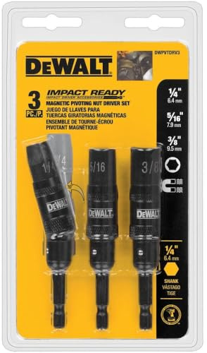 DEWALT Nut Driver Set, Impact-Ready, Pivoting, 3-Piece (DWPVTDRV3)