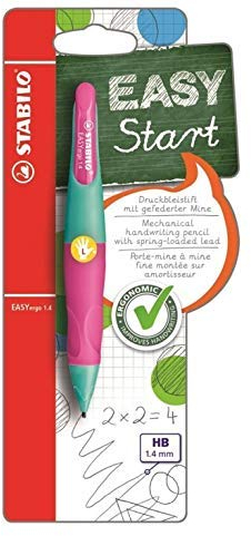 Vulpotlood STABILO Easyergo 1.4mm linkshandig turquoise/neon roze blister | 3 stuks