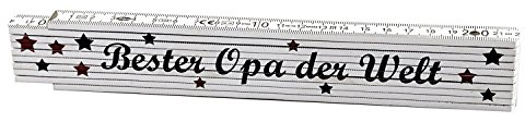 Zollstock Bester Opa der Welt, 2 Meter | Geschenk für Großvater, zum Geburtstag oder Weihnachten