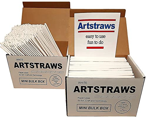 Artstraws White Paper Straws Mini School Bulk Box Maxi Pack for Craft Crafting Modelling Maths Art Straw Packs Thin