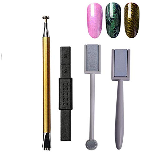 4 Stück Nagel Magnet Stick Set, Mwoot Magnetstift-Set für Perfekten Katzenaugen Effekt, DIY Nagelkunstwerkzeuge Verwendung mit 3D Magnetic Cat Eye Gel Nagellack
