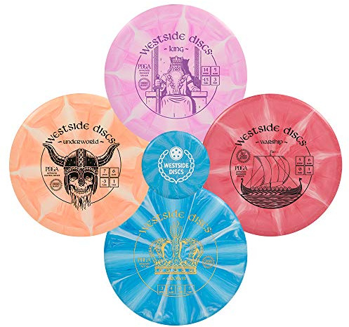 Westside - Set di dischi da golf a cinque dischi per origio e golf, driver a distanza King | driver a distanza queen | driver per fairway Underworld | Warship Midrange | Crown Disc Golf Putter