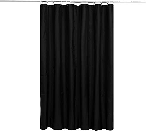N&Y HOME duschdraperi eller foder i tyg med viktade magneter – ogenomskinligt svart duschdraperi av hotellkvalitet för badrum, maskintvättbart, vattenavvisande – svart, 182 x 182 cm