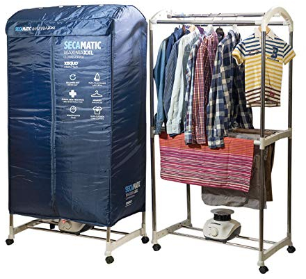 Secadora de ropa Secamatic Máxima XXL sin friccion, 1500W, Capacidad de Secadora 12 kg y 20 Kg de Tendedero y Armario. Temporizador 180 min, silencioso, multifunción.
