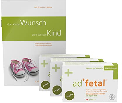 adfetal 3 Monatspackungen - VEGAN - mit Algen-DHA, Folsäure, Vitamin D usw. +Vom Kinderwunsch zum Wunschkind von Prof. Dr. med. Kai J. Bühling