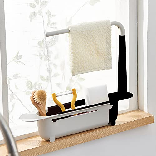 Küchenspüle Organizer Teleskop-Spülbecken-Halter, verstellbares Spülbecken-Regal, Organizer, Seifenhalter, Korb, Haushalt, Geschirrspülen, Aufbewahrung, Küchenhelfer