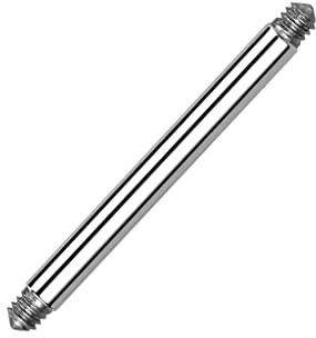 Paula & Fritz® Piercing ersättningsstång titan-iUM kvalitet 23 yttre gänga 1,2 mm 1,6 mm tjocklek kombinerbar rak barbell-gänga-hantel tungpiercing, Titan, Nej