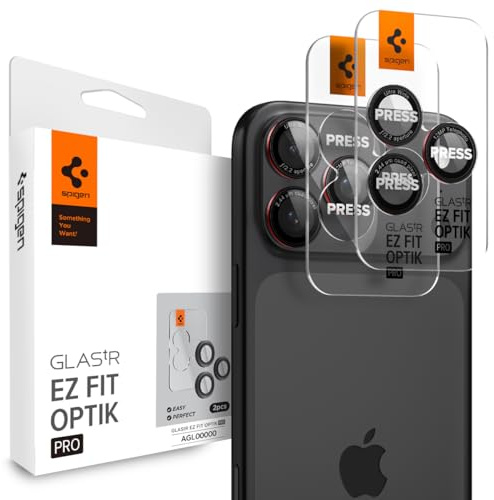 Spigen EZ Fit Optik Pro Kameraschutz [2P] für iPhone 16 Pro/Pro Max | iPhone 15 Pro/Pro Max, iPhone 14 Pro/Pro Max, L-Serie Edition, Individuelle Kameraprotektion, inkl. Installationskit
