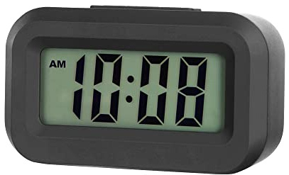 FAMICOZY Small Digital Travel Alarm Clock,Simple Operation,Easy to Read,Ascending Alarm,12/24Hr,Snooze Soft Light for Bedside,AAA Battery Operated,Black