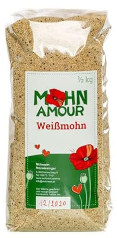 Waldviertler Weißmohn ungemahlen 500g - Ungemahlen und bereit zum verkochen - Hergestellt aus eigener Landwirtschaft von Mohnwirt Neuwiesinger