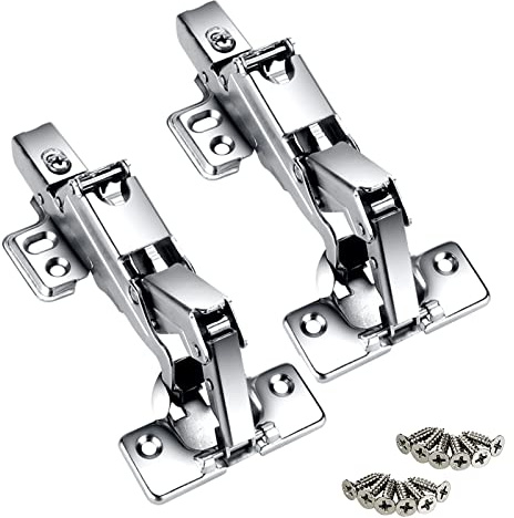 KATUR 2 Piezas 165 Grados Bisagras de Armario, Bisagras de Puertas de Armario de Cocina, Bisagras de Cierre Suave Ocultas Bisagras de Armario Mudas Plegables con Tornillos (Curva Recta Completa)