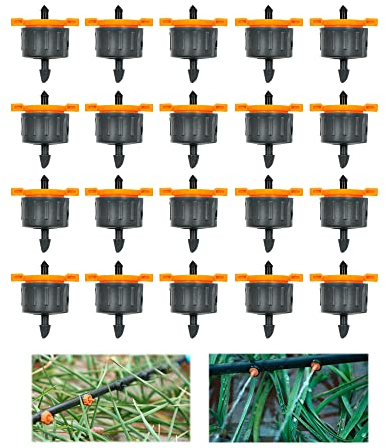 Bewässerung Einstellbare Micro Drip Tropfer Sprinkler - 20 Stück verstellbar Tropfbewässerung Werkzeug Anti-Clogging Emitter Garten Düse, Emitter Tropfsystem für Blumenbeete, GemüSegäRten