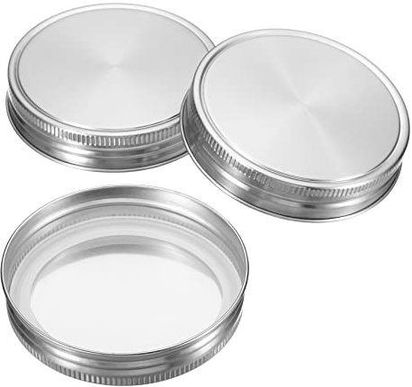 PATIKIL 86mm Wide Mouth Stainless Steel Mason Jar Lids, 1Set/3 Pack Canning Jars Caps with Silicone Sealing Ring for Kitchen Storage