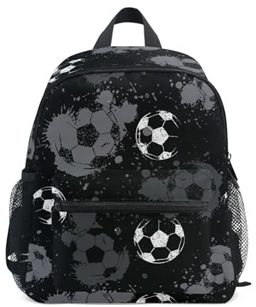Boys Girls Toddler Backpack Child School Bags, Abstract Football Soccer Ball Kids Mini Kawaii Backpacks Rucksack Small Bookbag Children's Backpack with Chest Strap Name Tag
