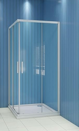 Aica Sanitär 80x80 90x90 100x100cm Duschabtrennung Duschkabine Eckeinstieg Dusche Sicherheitsglas H180/185/195/200cm Viertelkreis Quadrat
