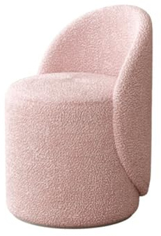 QLYFWLKQ Drehsessel Wohnzimmer, Runder Boucle Sessel mit 360° Drehbarem, Drehstuhl Ohne Rollen Schminktisch Stuhl Armlehnstuhl Lesesessel, für Wohnzimmer Schlafzimmer (B,drehbar)