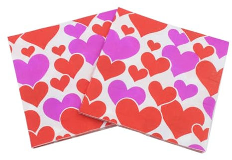 OKUMEYR 40st Bedruckte Servietten Esstischdekoration Tischdekorationen Für Hochzeiten Verlobungsserviette Rote Tischdeko Bunte Servietten Herz- Liebe Saugfähiges Handtuch Braut