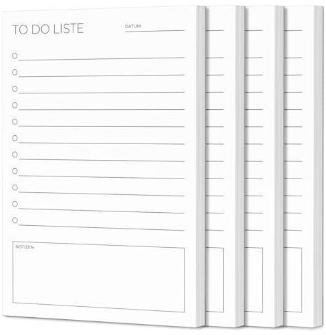 Fantastino A6 To-Do Listen Block - 3 Stück, 150 Listen. Kleiner minimalistischer Tagesplaner undatiert. Notizblöcke mit je 50 Blatt zum Abreißen für Termine, Aufgaben, Erinnerungen und Notizen