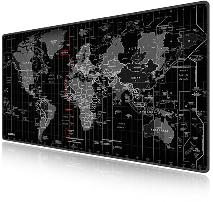 LL-COEUR Weltkarte Große Mousepad mit Vernähte Kanten 700x400x3mm Erweitertes Mauspad Tastaturunterlage Large Tischunterlage mit rutschfeste Gummibasis XXXL