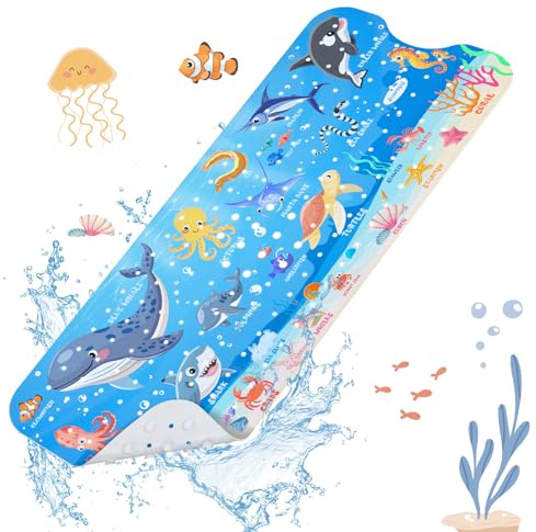 SHUCHING Alfombra Bañera Antideslizante Infantil Animale Marino 100 x 40 cm | Alfombra Ducha Antideslizante Niños, Alfombrilla Baño Antideslizante Bebe, Antimoho y Antibacteriana, Sin BPA
