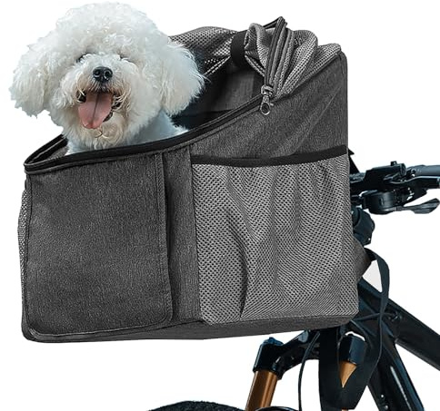 Haustier-Fahrradträger Abnehmbare Haustier-Fahrradkorbtasche für kleine Hunde & Katzen, maximale Tragfähigkeit 5 kg – Hundefahrradkorb mit Lenkeradapter