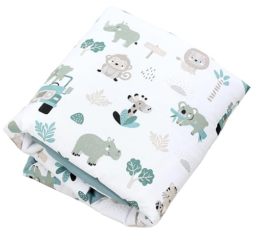 TupTam Baby Krabbeldecke 120x120 cm – Gepolstert, weich, Baumwolle, Farbe: Rund 120 cm/Zoo Grün