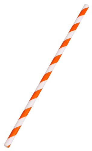 Trinkhalme aus Papier orange/weiß gestreift mit Knick 6 x 19,7 cm, 100 Stück