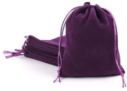 YIEMI 12 Stück Samtbeutel mit Kordelzug Luxuriöse Geschenktaschen für Schmuck Kosmetik Hochzeitsgeschenke (lila,4.7x6 Zoll)