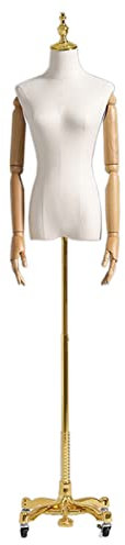 JDSHFEN Halbmaßstäbliche weibliche Schaufensterpuppe verstellbare Halbmaßstab-Premium-Schaufensterpuppe mit feststellbaren Rädern Heimdekoration/Einzelhandel,Gold-Mit Wappen