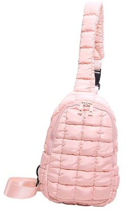 PTILSERY Gesteppte Puffer-Brusttasche, einfarbig, klein, Umhängetasche, Rucksack mit mehreren Innentaschen, Schultertasche für Damen