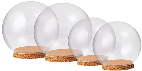 Cabilock Élégante Cloche en Verre pour Fleurs Préservées Lot De 4 avec Joint en Liège Petits en Verre Décoration De Bureau pour La Maison