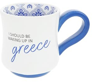 Pavilion Gift Company - Greece - 16 oz Stoneware Mug Coffee Tea Mediterranean Greece Summer Vibrant Drinkware