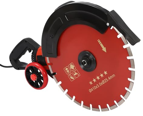 YUNRUX Sega da taglio 3000 RPM, sega elettrica per calcestruzzo, 410 mm, lama per sega da parete, fresatrice per calcestruzzo, fresa da parete, fresatrice per muri, taglierina per calcestruzzo con