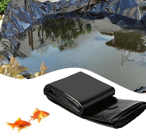 Gguwug teichfolie 6X6m poolfolie Schwarz HDPE Teichfolien Schwerlast, Gartenpoolmembran Stabil und langlebig Dichtungsfolie Teichmembran für Häuser Teiche Blumen Gärten für gartebnpools